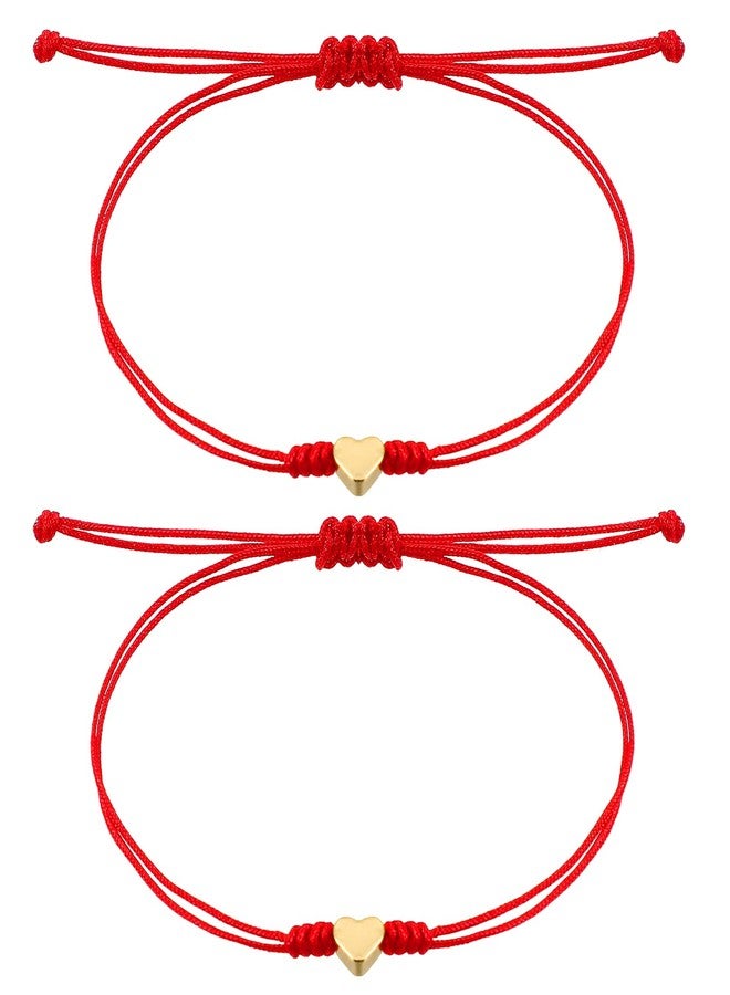 ADLABLD Red String Bracelet for Women, Matching Bracelets for Couples Mommy and Me, Father and Daughter Heart Jewelry for Protection as Christmas Gifts, Couple Best Friend Jewelry Bracelet - Image 1
